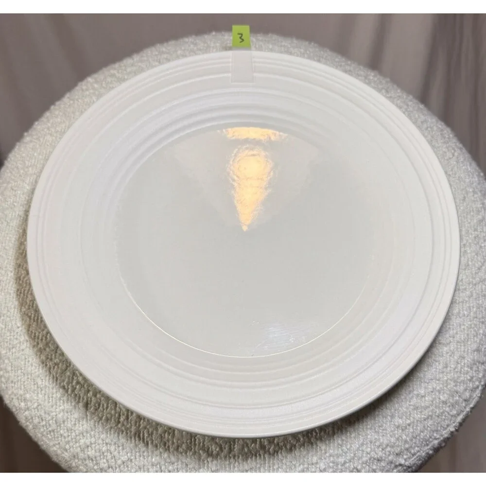 Mikasa Swirl White 10.75” Dinner Plates – Set of 7 – Stoneware – Modern Ribbed